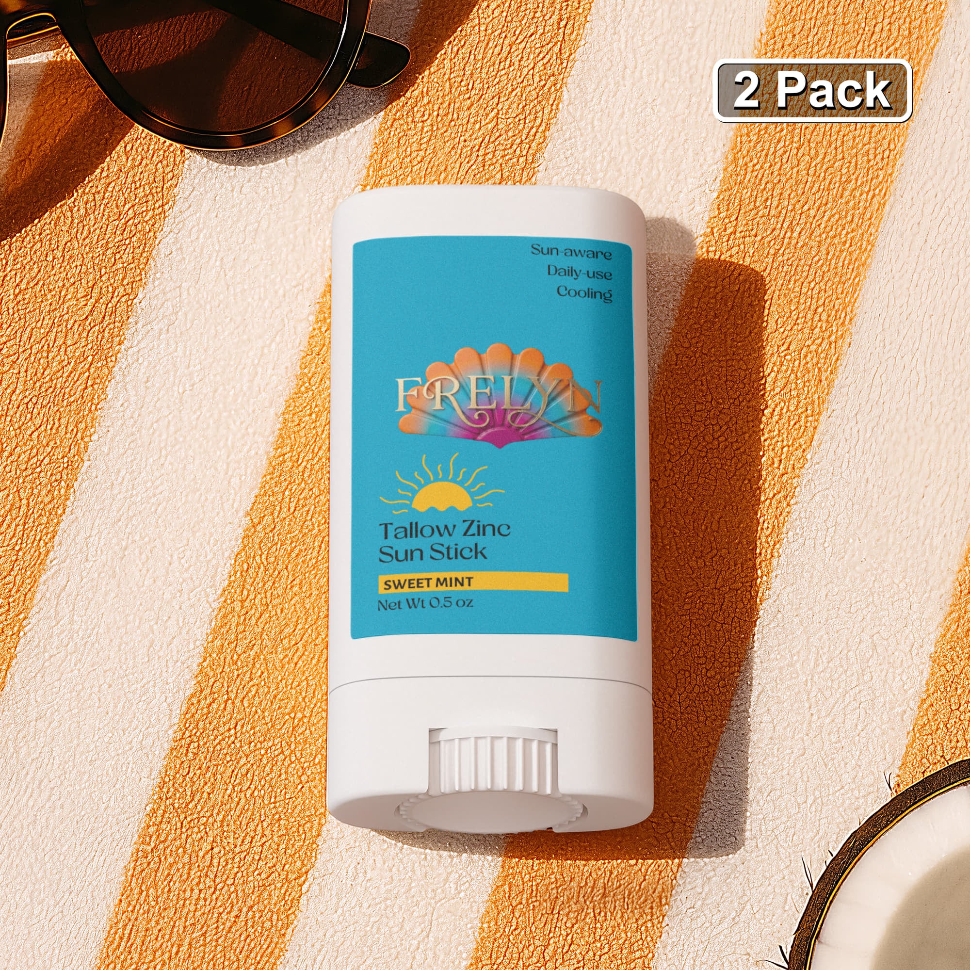 Tallow Zinc Sun Stick – Natural Sunscreen (2 Pack) | By Frelyn