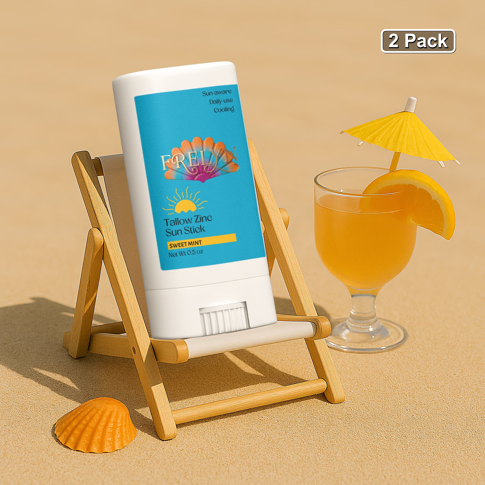 Tallow Zinc Sun Stick – Natural Sunscreen (2 Pack) | By Frelyn