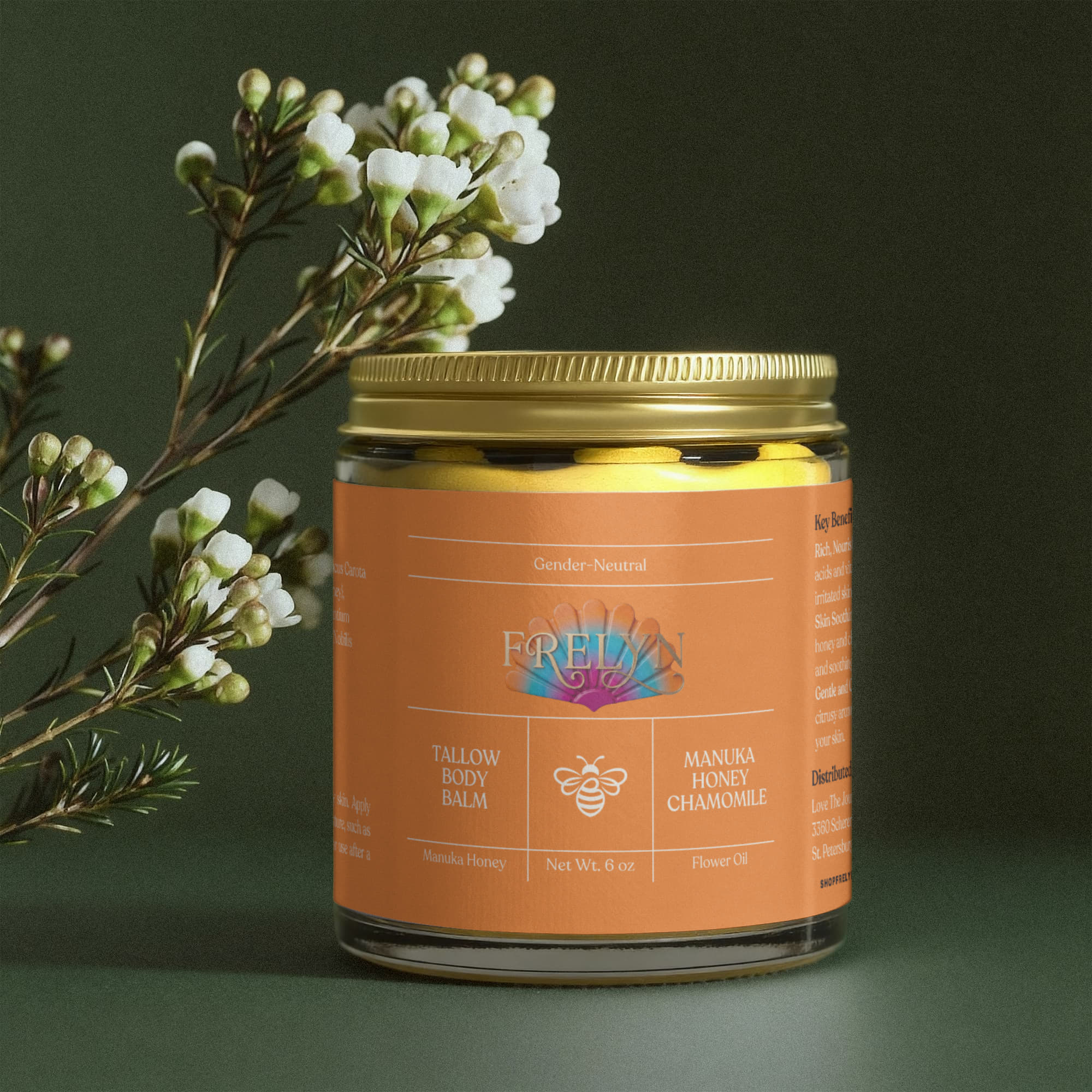 Manuka Honey & Chamomile Tallow Body Balm – Soothing Moisturizer | By Frelyn