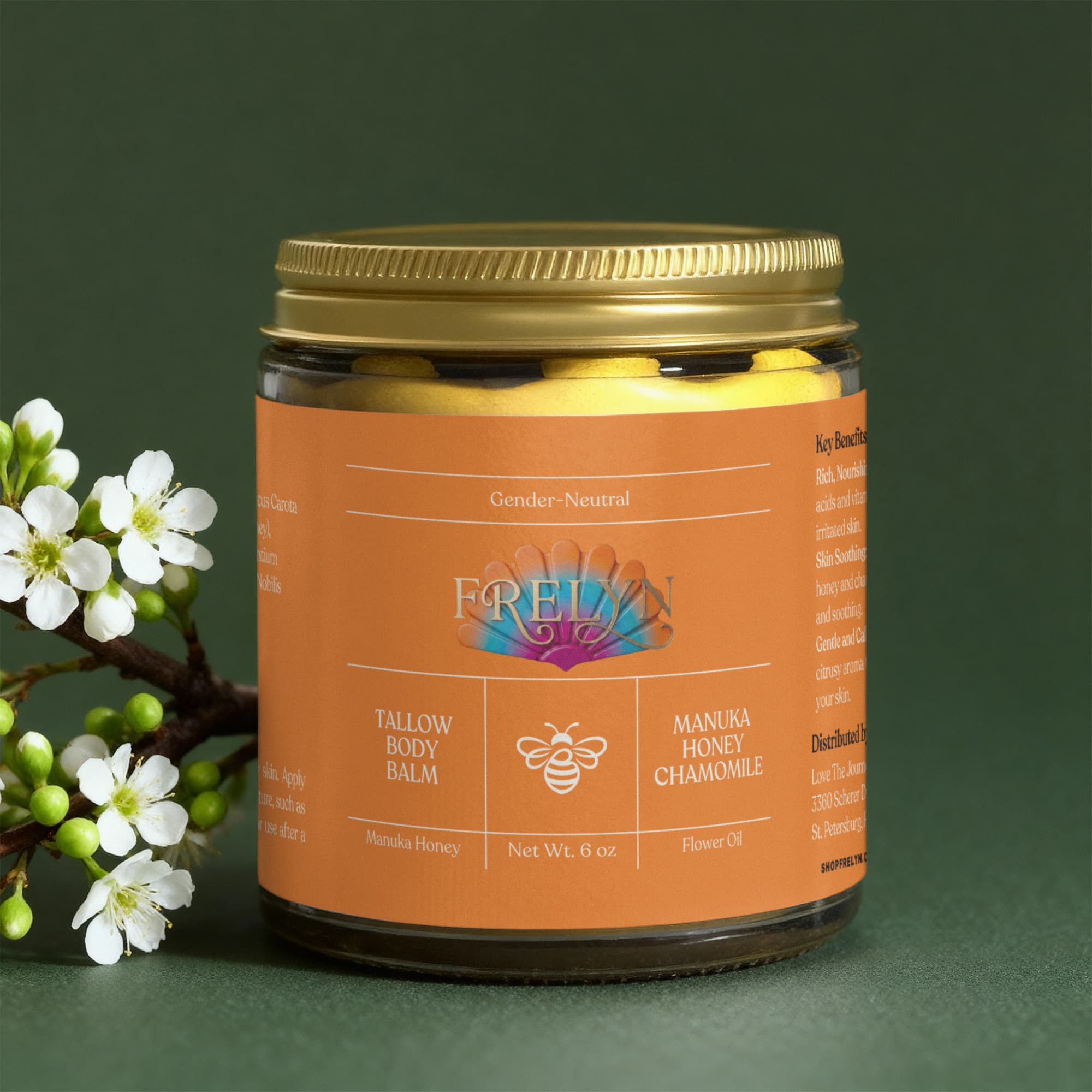 Manuka Honey & Chamomile Tallow Body Balm – Soothing Moisturizer | By Frelyn