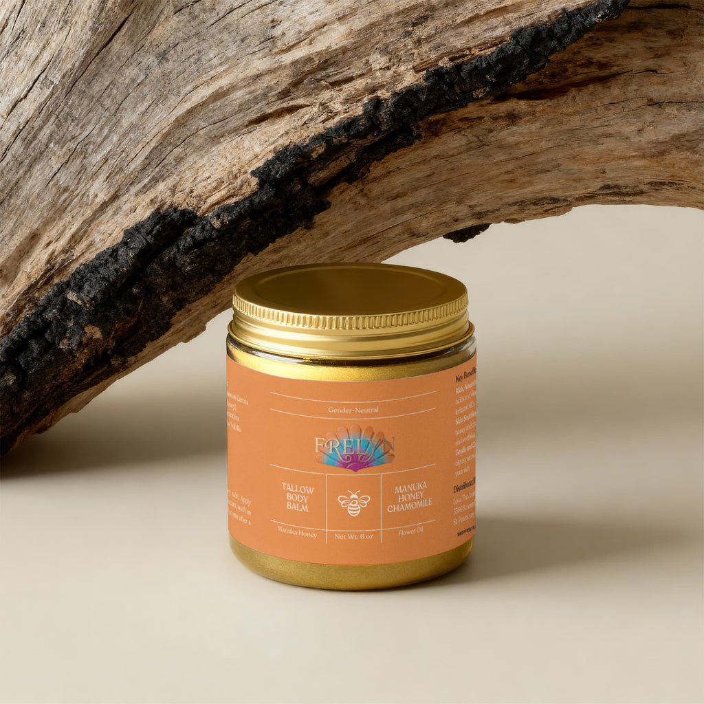 Manuka Honey & Chamomile Tallow Body Balm – Soothing Moisturizer | By Frelyn