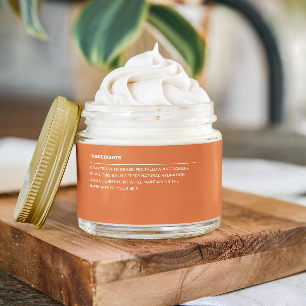Whipped Grass-Fed Tallow Balm with Vanilla Bean – Deep Moisturizer | By Frelyn