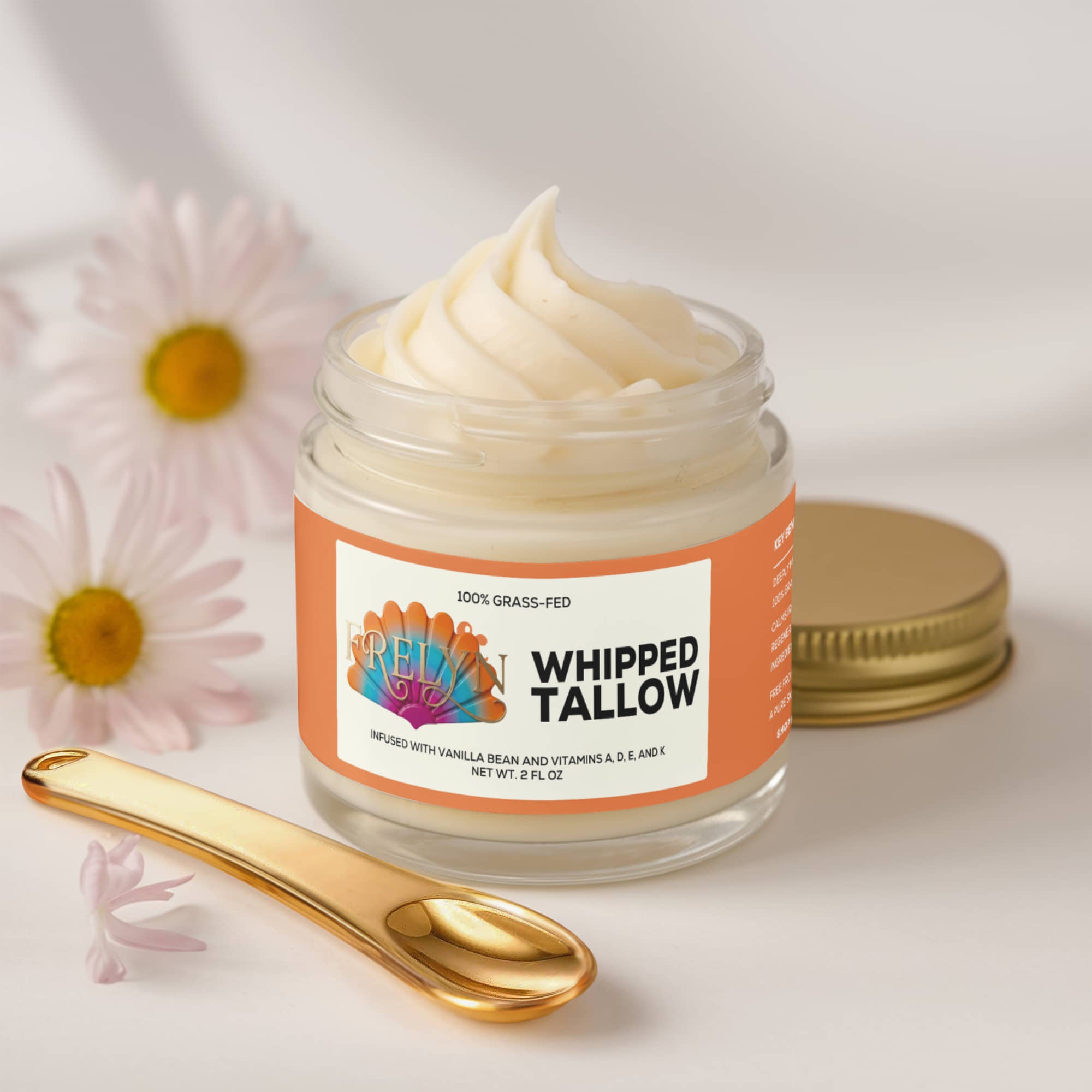 Whipped Grass-Fed Tallow Balm with Vanilla Bean – Deep Moisturizer | By Frelyn